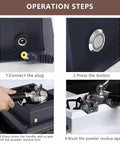 Operation steps for Electric Automatic Knock Box Cleaner Straight Up Setup For Baristas Featuring 58mm Portafilter Compatibility.
