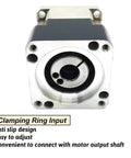 Clamping ring input of Top Shelf NEMA23 Planetary Gearbox Crafted With Premium Helical Gears handles torque loads.