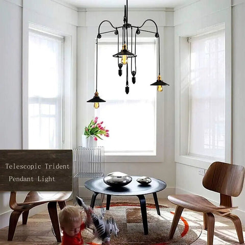 Kick Up Your Style With Adjustable Height Retractable Pulley System Vintage Black Metal Chandelier Ceiling Lamp Kitchen Bar Rack Built Tough Real Deal Quality in living room.