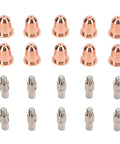 Fabater Plasma Cutter Consumables 20 Pcs Electrode Tip Nozzle And Cup Kit featuring brass and stainless steel parts for S45 torch system.