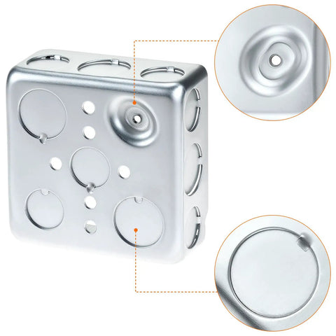 Heavy Duty 4 Inch Square Electrical Box Set 12 Pack Galvanized Metal With 21 Cubic Inch Capacity And Knockouts For Half Inch And Three Quarter Inch Wiring Perfect For Junction Box Projects And DIY Electrical Installations, galvanized 4-inch box
