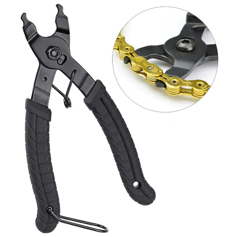 Bike Chain Tool Set Pro Grade 2 In 1 Chain Breaker And Master Link Pliers with close-up of chain link detail