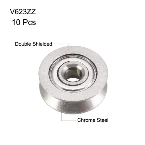 V623ZZ Deep Groove Ball Bearings Run Slick On Guide Pulley Rails Chrome Steel Double Shielded ABEC Grade P0 Hold Fast Built Heavy Duty For Daily Grind 3Mm X 12Mm X 4Mm Precision Unit double shielded chrome steel construction