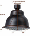 High Pressure Rain Shower Head With 5 Functions, Strong Water Flow Even at Low Pressure, 3.8-inch Oil Rubbed Bronze Finish