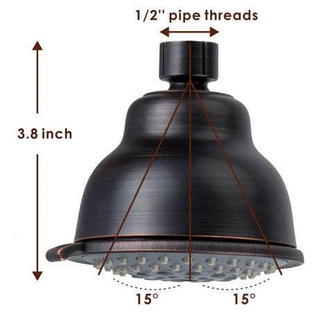 High Pressure Rain Shower Head With 5 Functions, Strong Water Flow Even at Low Pressure, 3.8-inch Oil Rubbed Bronze Finish