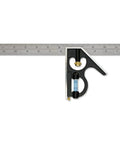 12 Inch Heavy Duty Pro Grade Combination Square with Etched Stainless Steel Blade and True Blue Vial shown in full view