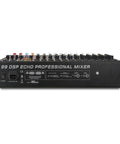 Back view of 12 Channel Pro Audio Mixer with 99 DSP Processing, USB MP3 Bluetooth, Dual 7 Band EQ On Every Channel, Triton TX1202