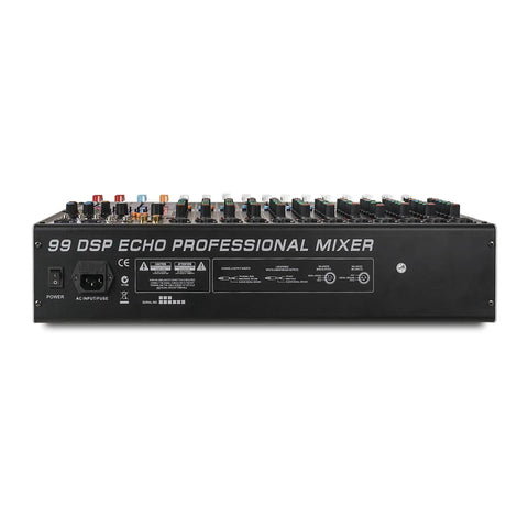Back view of 12 Channel Pro Audio Mixer with 99 DSP Processing, USB MP3 Bluetooth, Dual 7 Band EQ On Every Channel, Triton TX1202
