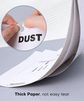 30 Sheets High Adhesive Cleanroom Dust Removal Pad Sticky Paper Self Sticky Adhesive Dust Collector For Cleaning Dust Dirt And Lint On Surfaces, Disposable Pad Sheets For Home Office And Lab Use showing thickness and durability.