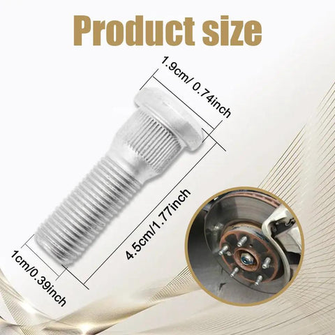 5 Pack Steel Wheel Studs And Lug Bolts, 49mm Long M12x1.5 Replacement For Chevy, Lexus, Toyota, Scion, Pontiac Cars, product size diagram
