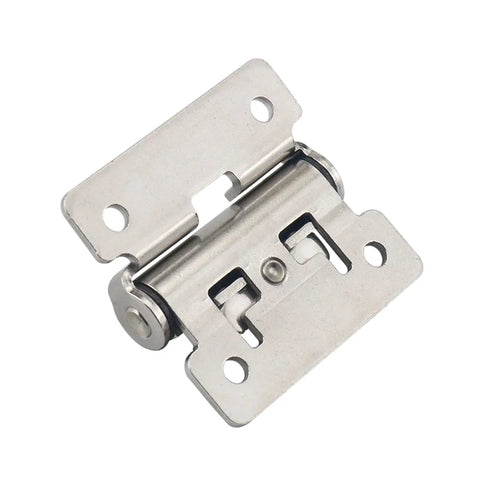 Stainless steel damping hinge with mounting plates, close-up view showing adjustable torque