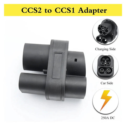 Ccs2 To Ccs1 Dc Adapter Built Tough For Electric Cars 250 Amp 200 Kilowatt 1000 Volt Plug And Play Ev Charger Connector in black