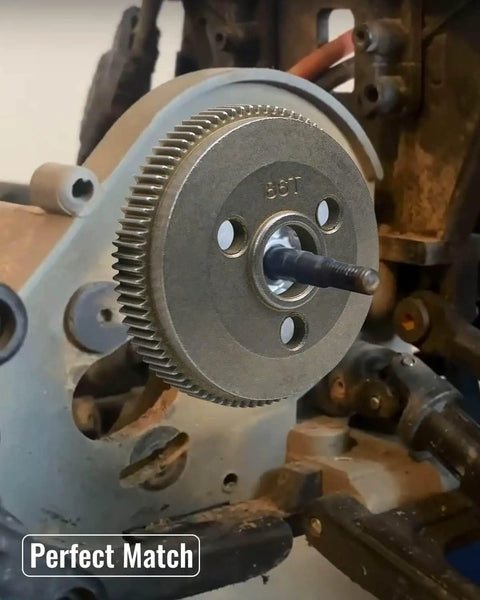 86T 48P Spur Gear Set For 1 By 10 RC Slash 2WD installed on model, showcasing tough wear resistance and smooth power delivery.