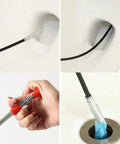 79 Inch Stainless Steel Four Claw Toilet Auger Bendable Drain Snake Clog Remover for Sink and Tub in use pulling debris out.