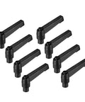 M6 Quick Release Push Button Ratchet Clamping Lever With Three Millimeter Hex Female Thread Stud Heavy Duty Plated Steel Lock Down Tight No Nonsense Shop Ready Workhorse Grip Eight Piece Kit in black