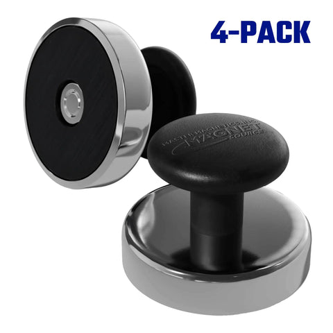 Heavy Duty Round Base Magnets With Knobs Pack Four For Home Office Classroom And Workshop, 16 lb pull, ceramic base