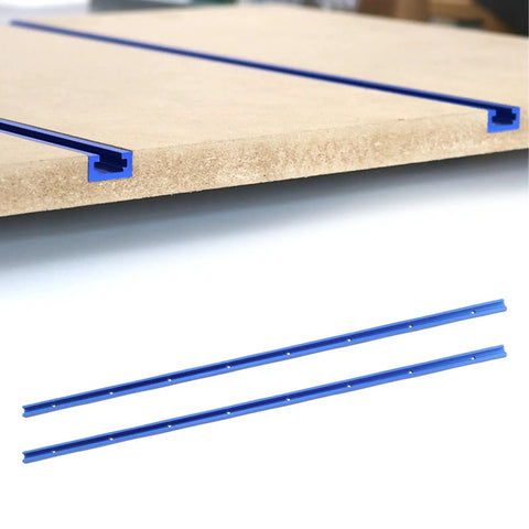 800mm Aluminum T Track with Predrilled Holes for Easy Install, Universal Double Cut Track for Radial Arm Saws and Workbenches visible