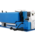 Upgraded 7X14 Inch Benchtop Mini Lathe Machine With Variable Speed And Knockout Precision in blue, designed for heavy duty turning and drilling.