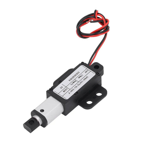 Mini 24V Linear Actuator with 10mm Stroke and 150N Thrust, aluminum ABS build, for sofa and TV cabinet automation.