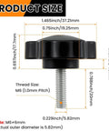 Front view of black plastic star-shaped M6 × 20mm hand knob, hex clamping knob for umbrella base replacement.