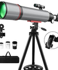 90mm Refractor Telescope For Adults And Kids Beginners With 600mm Focal Length And Fully Coated Green Optics Glass Delivers Bright Clear Views For Easy Stargazing At Home, with tripod and eyepieces
