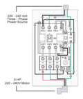 Diagram of Beefed Up Three Phase Magnetic Switch 220 To 240 Volt 3 HP 8 To 12 Amp UL Approved, showing connections and components.
