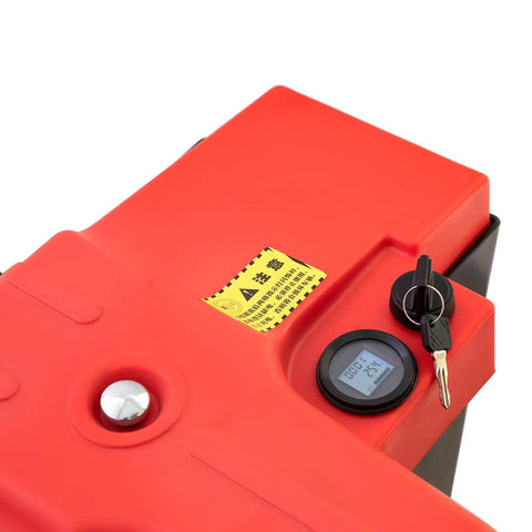 Heavy Duty Full Electric Pallet Jack With 3300 Lbs Capacity And 6 Hour Battery Life showing control panel and key ignition.