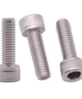Top Tier 1/4-20 X 3/4 Inch 304 Stainless Steel Socket Head Cap Screws With Allen Hex Drive, three screws shown.