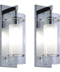 Contemporary Chrome Wall Sconce Pair For Bathrooms And Hallways Hardwired Vanity Lights With Clear Glass Cylinder Shade