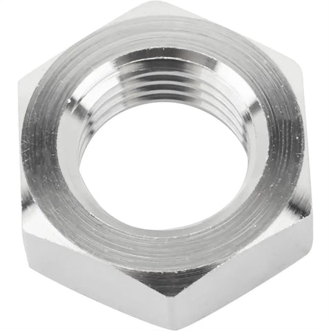 Race-Ready Fine Thread Aluminum Jam Nut Set 3/8-24 Right Hand Thread Pack Of 6 For Rod Ends And Heim Joints And Lightweight 7075 Aluminum With Clear Anodized Finish For Racing And Automotive Linkage, hex jam nut close-up