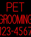 Pet Grooming With Phone Number LED Neon Sign 24 By 24 Inch Black Square Backing With Dimmer Dope Vibe Indoor Sign