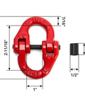 Alloy Steel Grade 80 Hammerlock Coupling Link Connecting Link Three Eighths Inch Red Painted Durable 7100 Lb Working Load Limit