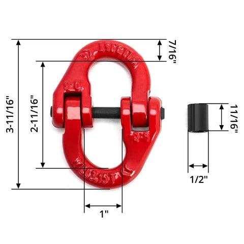 Alloy Steel Grade 80 Hammerlock Coupling Link Connecting Link Three Eighths Inch Red Painted Durable 7100 Lb Working Load Limit