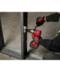 Heavy Duty Compact Cordless Drill And Driver Featuring A Workhorse Metal Chuck used for drilling into metal framing.