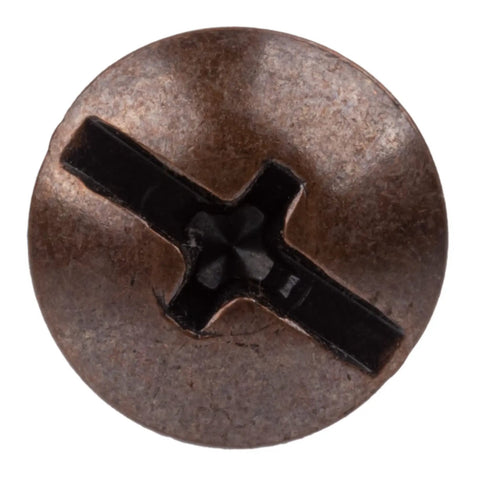 Close-up view of Snag These Dope Antique Copper Truss Head Machine Screws For Cabinet Door Knobs and Dresser Drawer Pulls Pack Of Twenty Five Half Inch Threaded Hardware to Fix Up Your Sweet Setup Now.