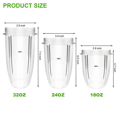 14-Piece Blender Extractor Blade And Cup Replacement Kit with 32oz, 24oz, and 18oz cups for 600W and 900W blenders