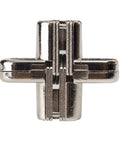 Close-up view of Invisible 180 Degree Alloy Folding Door Hinge Set For Cabinets And Furniture Concealed Hidden Cross Hinge.
