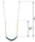 2 Pack Heavy Duty Kids Swing Seat Set With 66 Inch Chain Plastic Coated featuring EVA seat and chain dimensions illustration