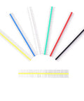70 Piece 2.54mm Breakaway Single Row Straight Male Pin Header Kit in multiple colors, showing 40-pin options and yellow 17mm needle.