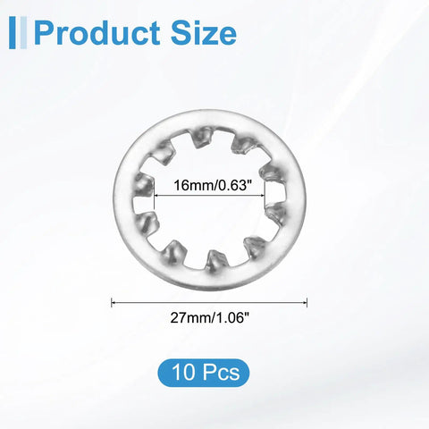 Internal Tooth Lock Washer 10 Pack In 304 Stainless Steel For Heavy Duty Fasteners Multi Tooth Star Locking Washer Silver Tone
