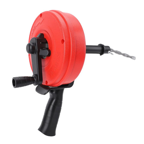 Heavy Duty Manual Drain Auger Snake For Kitchen And Bathroom Plumbing Super Tough Seven Point Five Meter Manganese Steel Cable, red manual tool.