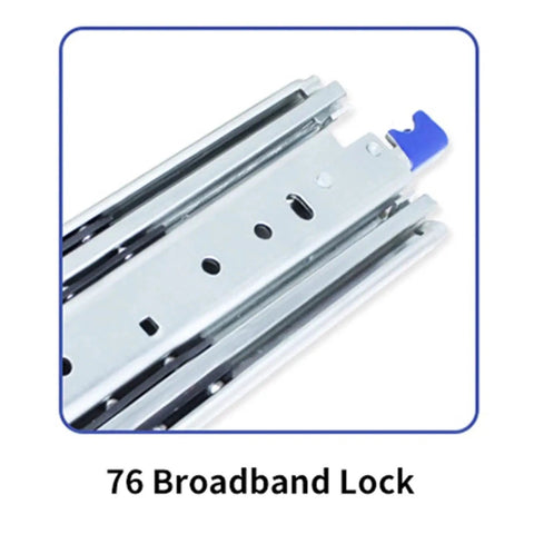 Close-up of Side Mount Ball Bearing Drawer Rails 1 Pair 12-40 Inch Full Extension Sliding 3 Fold with lock showing the broadband lock.