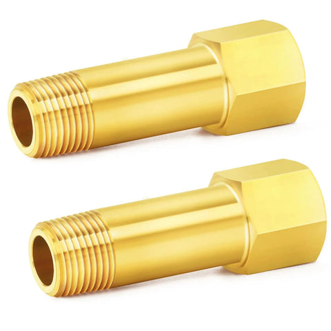 Brass Pipe Fitting Long Nipple One Quarter Inch NPT Male By One Quarter Inch NPT Female Two Inch Length Two Pack Durable Corrosion Resistant Plumbing Connector For Home And Pro Use