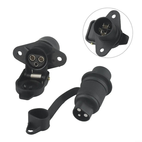 Heavy Duty 12V Trailer Adapter Plug For Din 72572/9680 with copper contacts in black housing for safe towing.