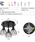 Dimensions of Three Light Ceiling Mount Kitchen Fixture With Multi Directional Rotating Black Iron Lamp Shades For Farmhouse Style Kitchens Dining Rooms Porches And Hallways E12 Bulb Not Included.