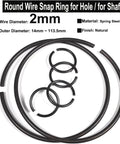 Round Wire Snap Rings Set Of 10 For Shafts And Holes 2mm Wire Diameter Spring Steel Retaining Circlips Fits OD 14mm To 113.5mm Great For Bearings Cylinders Auto Valves And Machinery