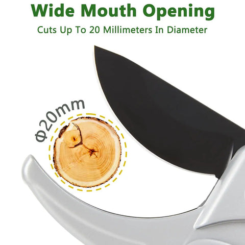 Ratcheting Pruning Shears For Gardeners Heavy Duty Garden Clippers With Sharp SK5 Steel Blade Ideal For Bonsai Trees Flowers Hedges And Fruit Harvests Rust Resistant Durable Hand Pruner For Quick Clean Cuts cutting a 20mm branch