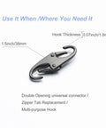 Double Small Carabiner Clips For Zipper Replacement And Theft Deterrent, Keeps Zipper Pulls Secured On Bags And Luggage, 1.5 in size