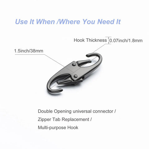 Double Small Carabiner Clips For Zipper Replacement And Theft Deterrent, Keeps Zipper Pulls Secured On Bags And Luggage, 1.5 in size