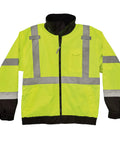 3 In 1 Hi Vis Winter Bomber Jacket With Fleece Liner In Lime, Weatherproof Shell For Cold Weather
